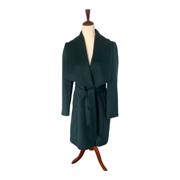 Cole Haan Wool Blend wrap Coat in dark green - Picture 9 of 10
